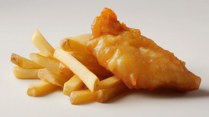 Studio Shot of Fish and Chips - Crispy and Golden Classic Dish