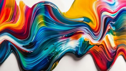 Vibrant abstract art showcasing colorful swirls and waves on a smooth surface