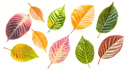 Obraz premium Variety of multicoloured leaves veins floating in studio. Verdant. Illustration