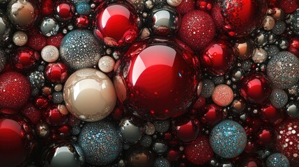 A Festive Symphony of Red, Gold, and Teal Christmas Ornaments