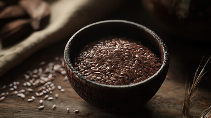 Studio Shot of Flax Seeds - Nutrient-Rich Superfood in Focus
