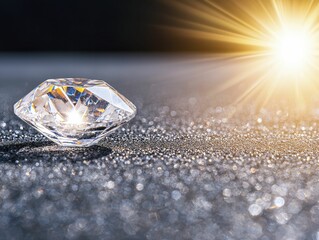 Shimmering droplets of sunlight on a crystal surface, bold black background, unexpected fortune concept