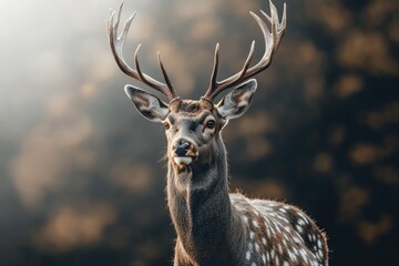 Fototapeta premium A graceful deer with antlers standing elegantly on a transparent background