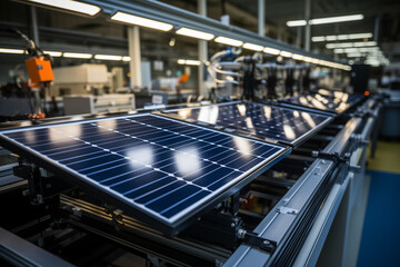 Solar Panel Assembly Line in Factory Setting