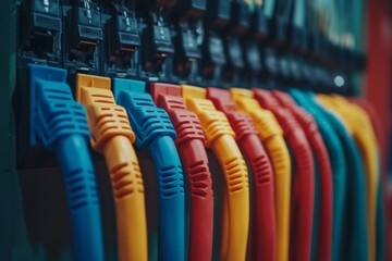 Fototapeta premium Colorful network cables representing concepts in data science and ai a visual connection