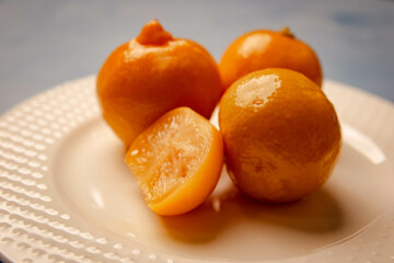 pickled lemon in a white plate