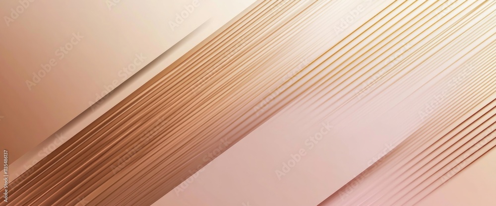 Poster abstract rose gold lines layered with diagonal stripes, soft light.