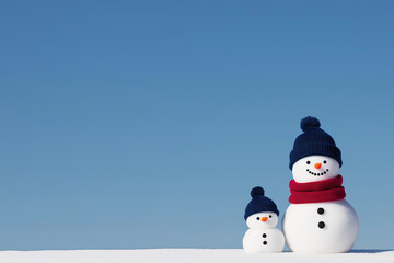 Obraz premium Two Snowmen in Winter Setting