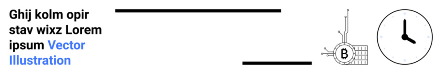 Obraz premium Text block, horizontal lines, technical diagram with letter B, and clock icon. Ideal for business presentations, technical reports, educational materials, website banners, infographics, data