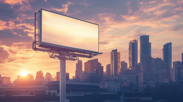 Retro blank billboard with a simple, clean design, offering a modern space for impactful displays in a vintage-inspired cityscape, combining nostalgia with sleek visuals