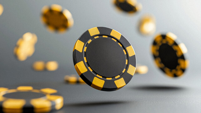 Black and Gold Poker Chips in Motion