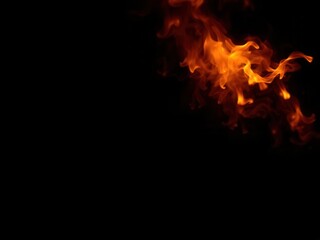 Abstract and intense fire flames dancing on a dark black background, creating a mesmerizing and dramatic scene, fire, heat