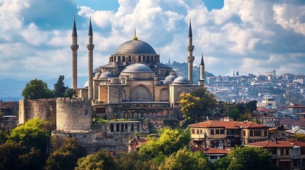 Naklejka premium Istanbul Mosque, Turkey. Historical Architecture, Travel Destination.