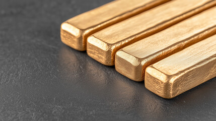 Four Gold Bars on Dark Gray Surface
