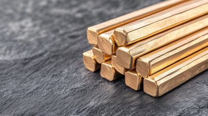 Stack of Gold-Colored Hexagonal Metal Bars