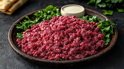 Ethiopian kitfo preparation traditional kitchen food rustic atmosphere close-up view culinary artistry