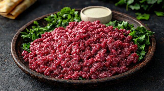 Ethiopian kitfo preparation traditional kitchen food rustic atmosphere close-up view culinary artistry