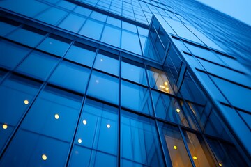 Modern Skyscraper Facade, Blue Glass Windows, Urban Architecture