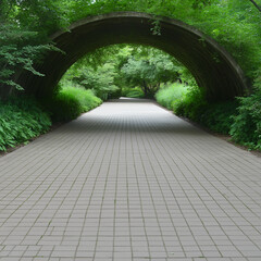 Naklejka premium Ornamental Arboretum Entry Featuring Lush Greenery