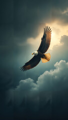 Obraz premium Eagle Soaring Through a Storm