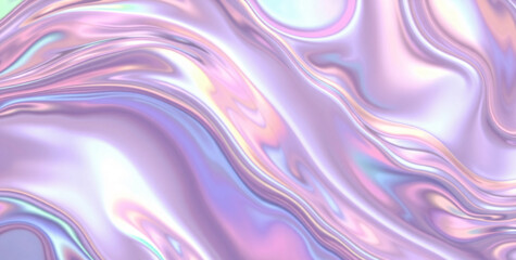 Obraz premium Abstract Iridescent Liquid Texture Background: Pastel Purple Swirls and Shimmering Hues