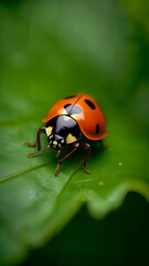 Fototapeta premium Close-Up of a Ladybug on a Leaf