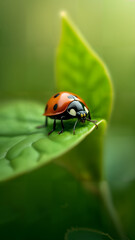 Fototapeta premium Close-Up of a Ladybug on a Leaf