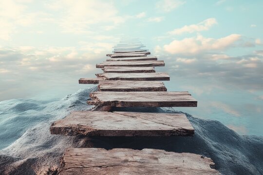 A fragile bridge  symbolizing risk and resilience in overcoming adversity and connections