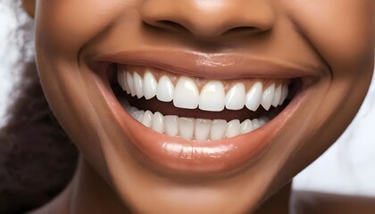 Obraz premium Radiant Smile: A Close-Up of a Woman's Bright, Healthy Teeth and Glowing Skin