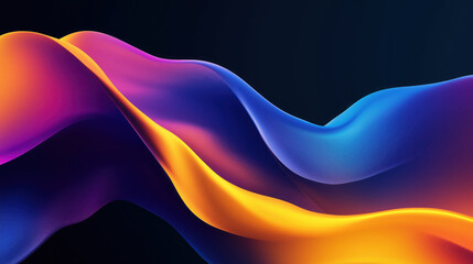 Abstract 3D Flowing Liquid-Like Wave Textures in Yellow, Blue, and Purple Gradient

