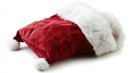 Cozy Red Santa Sack with Soft White Fur Trim and Plush Accents