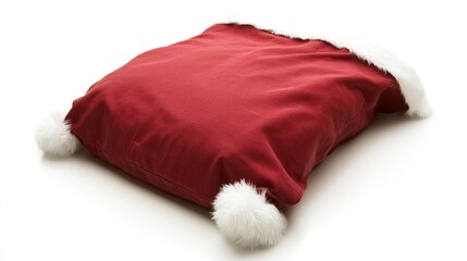 Cozy Red Pillow with White Fur Trim for Holiday Decor