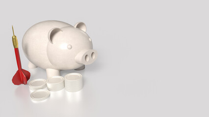 The Darts and Piggy bank  for Business concept 3d rendering.