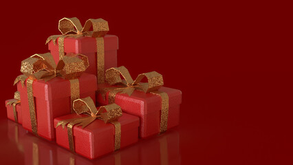 The Red gift box for celebration or holiday concept  3d rendering.