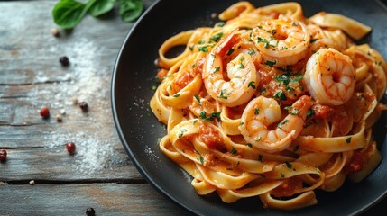 Shrimp Fettuccine with Tomato Sauce