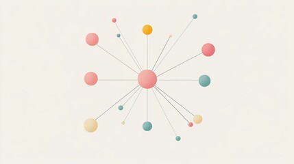 Abstract Connection Concept with Colorful Circles and Lines Design