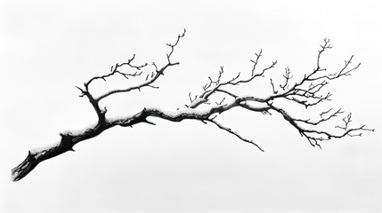 Obraz premium Branch of a Tree Covered with Snow on a White Background
