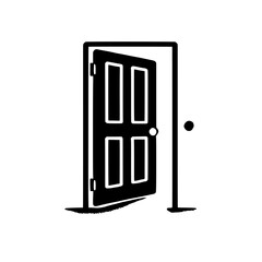 Open Door to Opportunity: A simple yet powerful symbol of new beginnings, possibilities, and the promise of what lies beyond. The open door, rendered in a minimalist black silhouette.