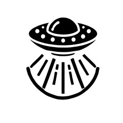 UFO Icon: A sleek, stylized UFO icon in a minimalist black and white design, perfect for branding, websites, and apps.  