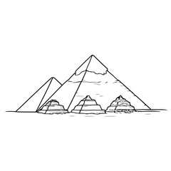 Pyramids of Giza Line Drawing: A simple yet striking line drawing of the iconic Pyramids of Giza, capturing the ancient wonder's timeless beauty.