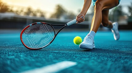 Tennis Player Reaching for the Ball