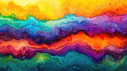 Vibrant Abstract Waves in Colorful Fluid Art Design for Background