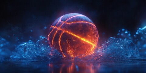 Holographic Basketball Icon with Dynamic Glow, Captivating Motion Effects, Vibrant and Engaging Design, Futuristic Aesthetic