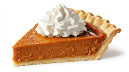 Delicious Slice of Pumpkin Pie with Whipped Cream on Top