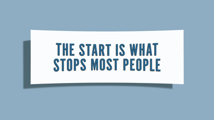 The start is what stops most people. A card isolated on blue background.