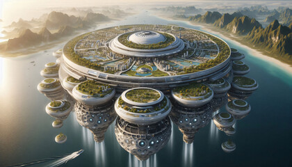 Futuristic floating city airship - Design concept , Who knows in the future we might have our houses on it
