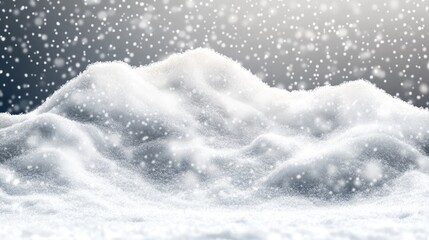 Snowy Landscape with Falling Snowflakes and Soft White Snow Cover