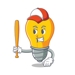 baseball player light bulb mascot