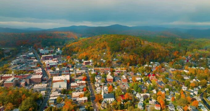 Aerial  view over Montpelier Vermont 
