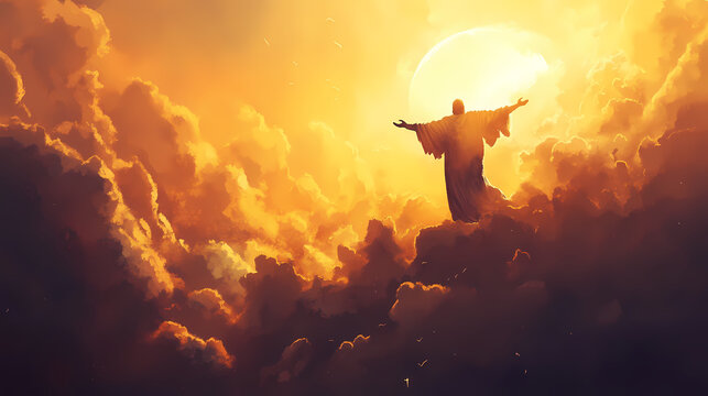 God creates the world. biblical scene religious theme. Eternal. Illustration